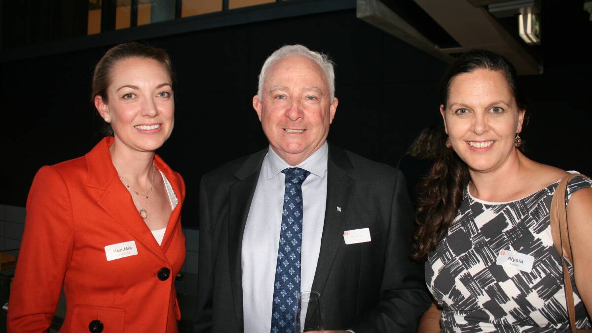 The Nationals WA leader Mia Davies with Bruce Rock Shire president Stephen Strange and 2017 Rural Women's Award finalist Alysia Kepert.