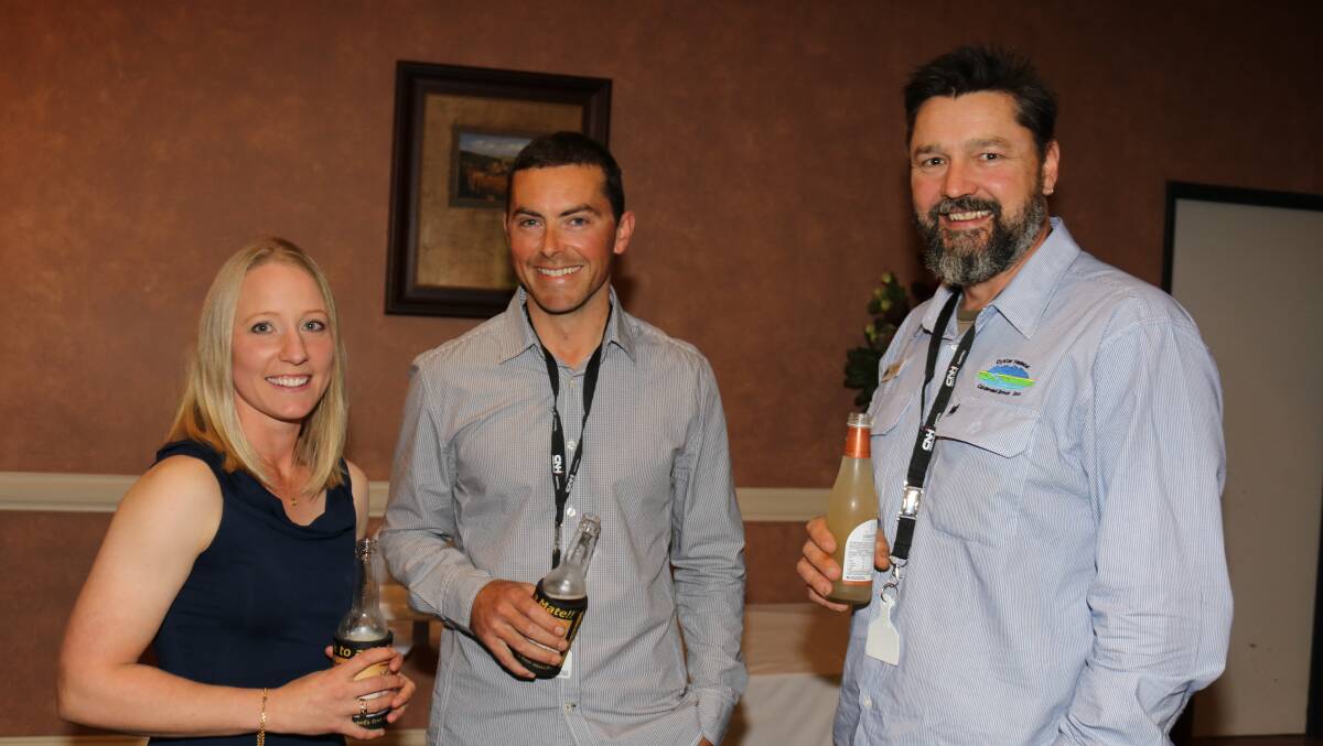 One of the newest Harvey Beef Gate 2 Plate committee members is Bovitech vet Jess Shilling with her husband Cody and Oyster Harbour Catchment Group senior project officer Bruce Radys, Mt Barker.