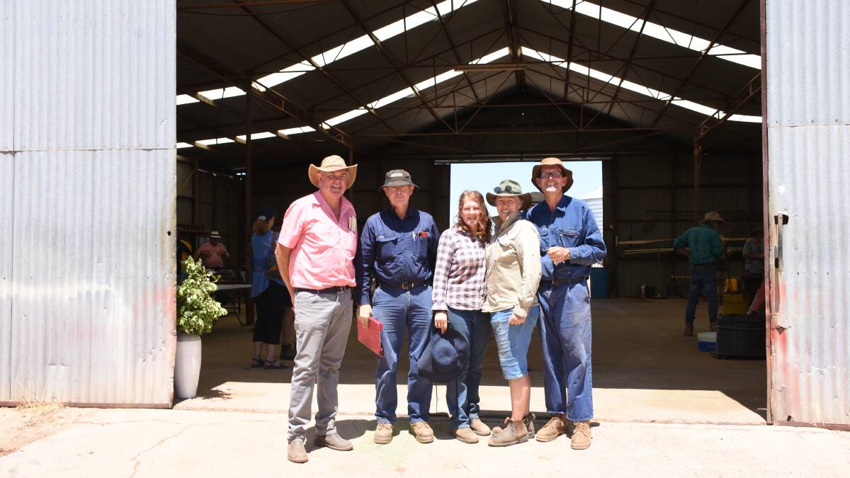 Elders, Wongan Hills conducted a clearing sale for Adrian (right) and Alison Brennan (second right) last week just west of Wongan Hills. Supporting them at the sale were Elders, Wongan Hills agent and branch manager Jeff Brennan (left), who co-ordinated the sale, brother-in-law Les Crane and Adrians sister Julie Brennan Crane.