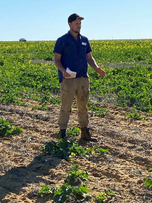 Dylan Hirsch, Latham, hosted the main trial site and presented on his Gen Y Paddock Challenge trial investigating early-post emergent deep ripping in canola.