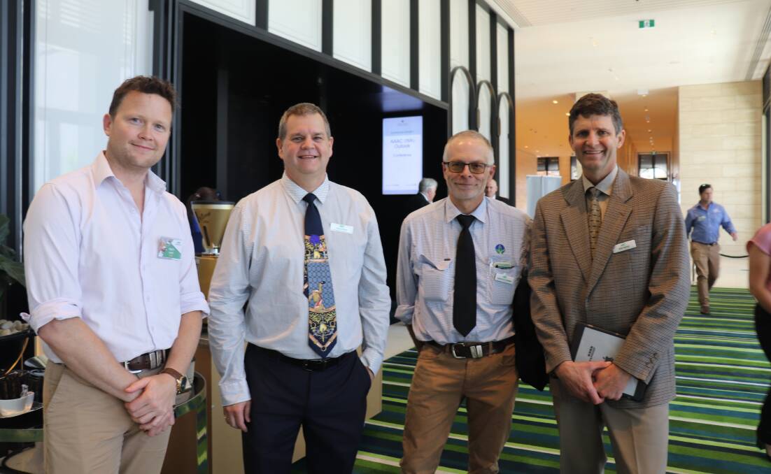 NAB agribusiness manager Finley Leach (left), with Farmanco consultants David Ward, Dowerin, Lawrence Carslake, Pingelly and Rob Sands, Mundaring.