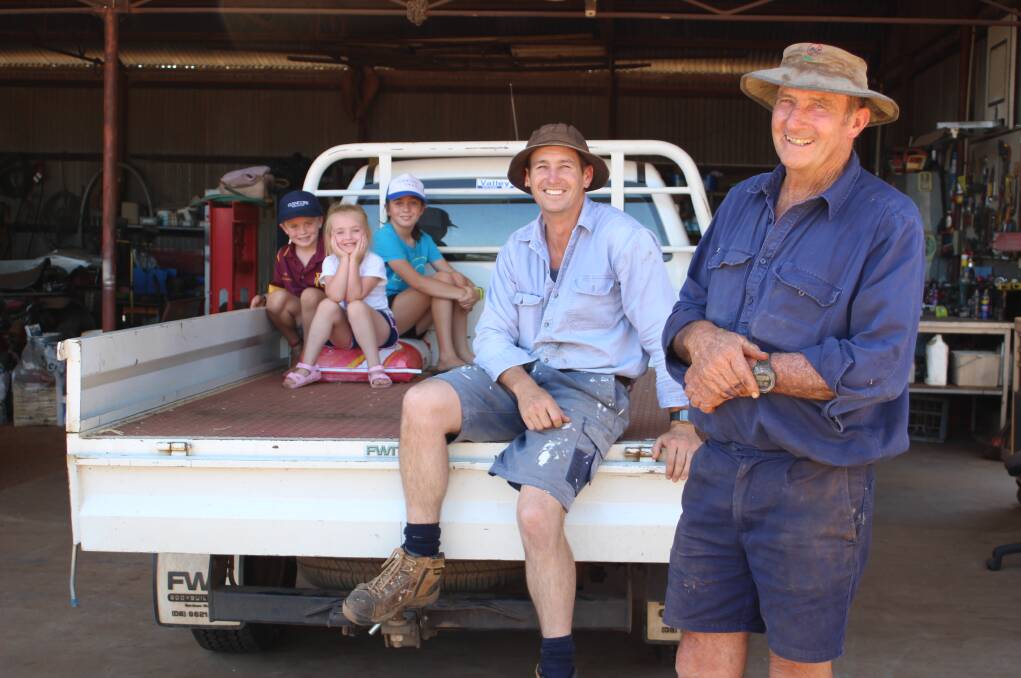 The Haddrill family has farmed in Northam since the 1880s and continues to work together as a family. There are three generations on the farm with Peter Haddrill (right), his son Anthony and his three children James, Zoe and Maddison.