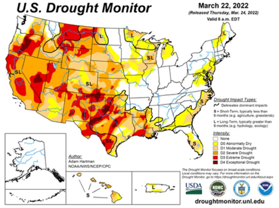 Chart 2: The current United States drought monitor.