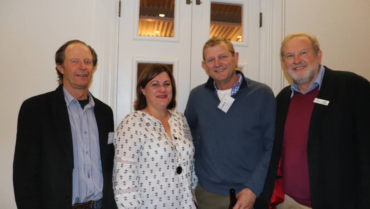  Kit Leake (left), Kellerberrin, Cindy Cassidy, chief executive officer, FarmLink, New South Wales, Chris Reichstein, GGA director and John Noonan, Rural Financial counselling Service WA and Farmsafe WA.