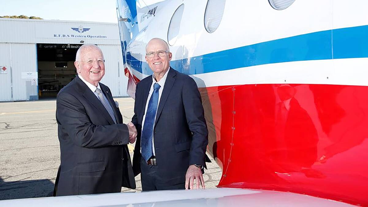 Royal Flying Doctor Service of WA chairman Sam Walsh (left) and CBH chairman Simon Stead.