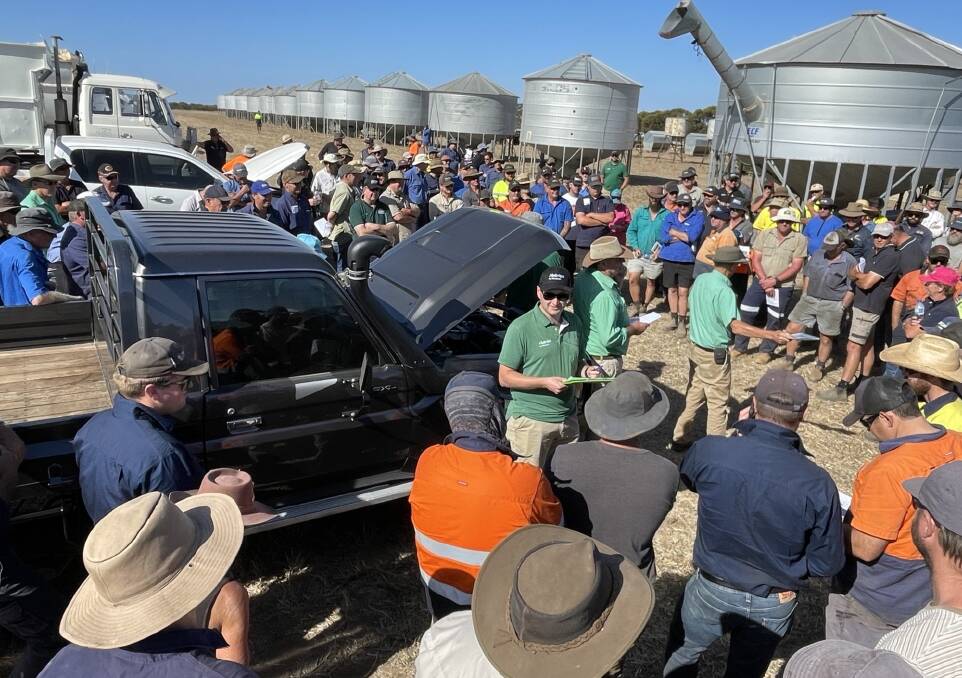 Some of the big crowd who attended the Derellas Merino Co clearing sale at Cascade last week.