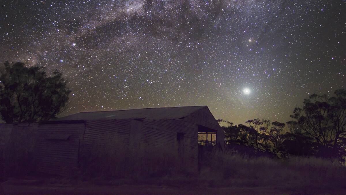 An old shearing shed out on Avoca Farm at Narembeen is the perfect backdrop against the brilliance of the Milky Way.