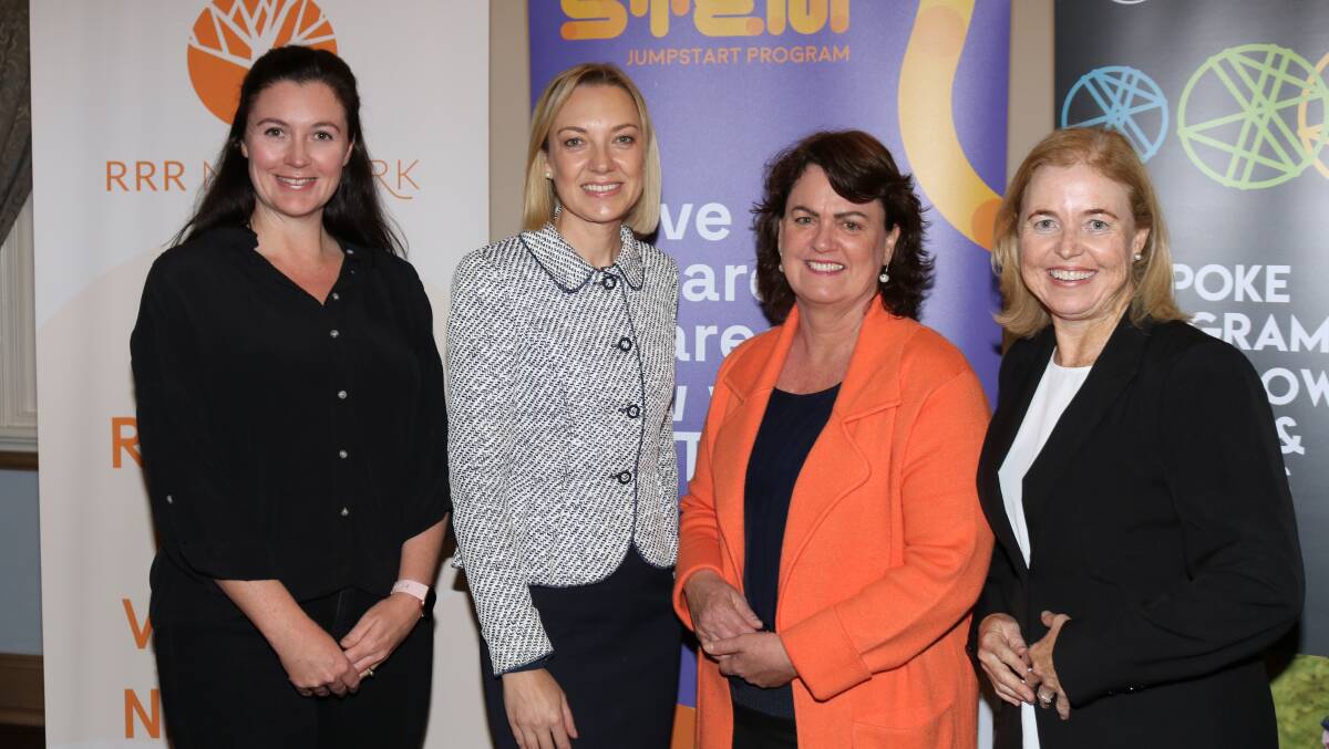 At the third Women's STEM JumpStart bootcamp at Muresk Institute, Northam, dinner last week were co-host RRR Women's Network chief executive officer Kendall Galbraith (left), guest speaker and WA opposition leader Mia Davies and course facilitators Maree Gooch and Ann Maree O'Callaghan, Value Creators.