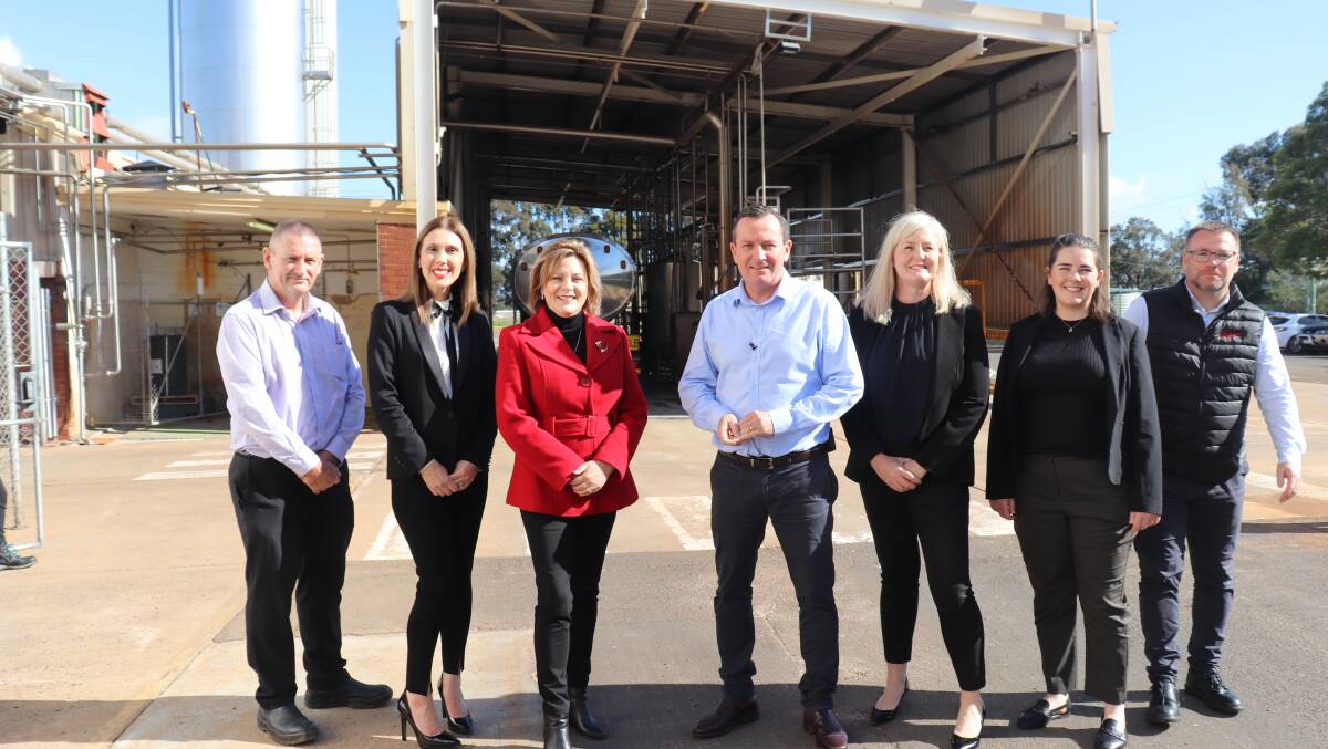 Brownes Dairy's general manager technology Alan Giffney (left) and national marketing and sales director Natalie Sarich-Dayton, Murray-Wellington MLA Robyn Clarke, WA Premier Mark McGowan, with Brownes' senior marketing manager Nicole Ohm, senior product development technologist Monica Doyle and manufacturing manager Rick May at the Brunswick Junction cheese factory where a new range of vintage and mature cheddar is made.