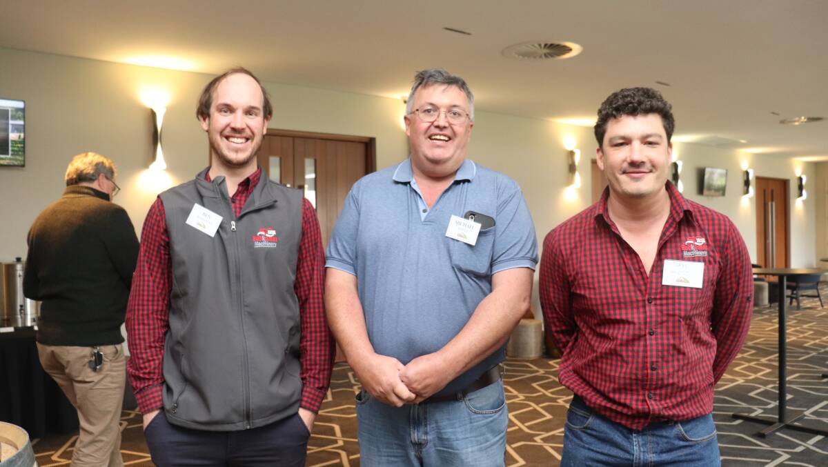 Ben Boekeman (left), Boekeman Machinery Group sales manager, Michael Bailey, Primary Sales Australia, Midvale and Sam Moss, Boekeman Machinery, Northam.