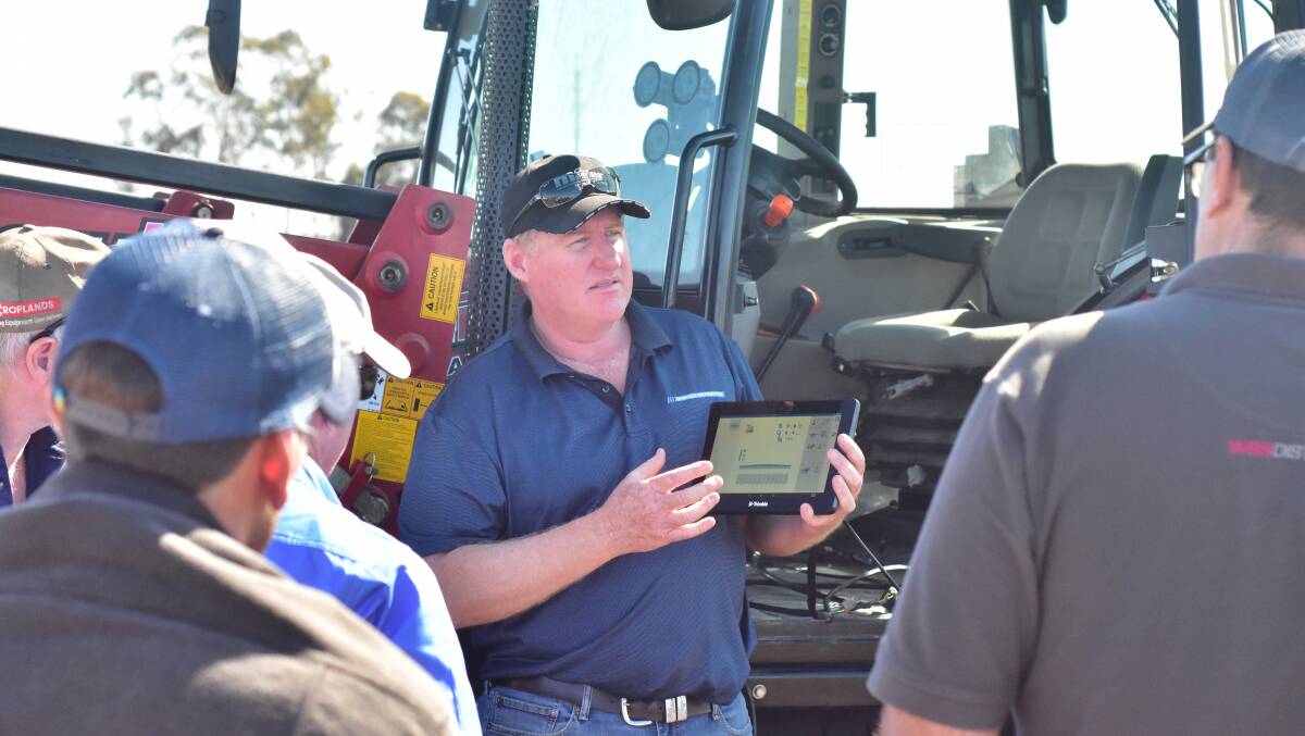  Scott Jameson, McIntosh Distribution, pictured discussing the ISO capability and look of the WeedSeeker 2 platform on screens. It can integrate with growers' existing systems.