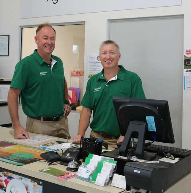 Ready to assist clients at its Narrogin branch front counter were Nutrien Ag Solutions staff Ashley Steere (right), senior sales representative and branch manager Graham Broad.
