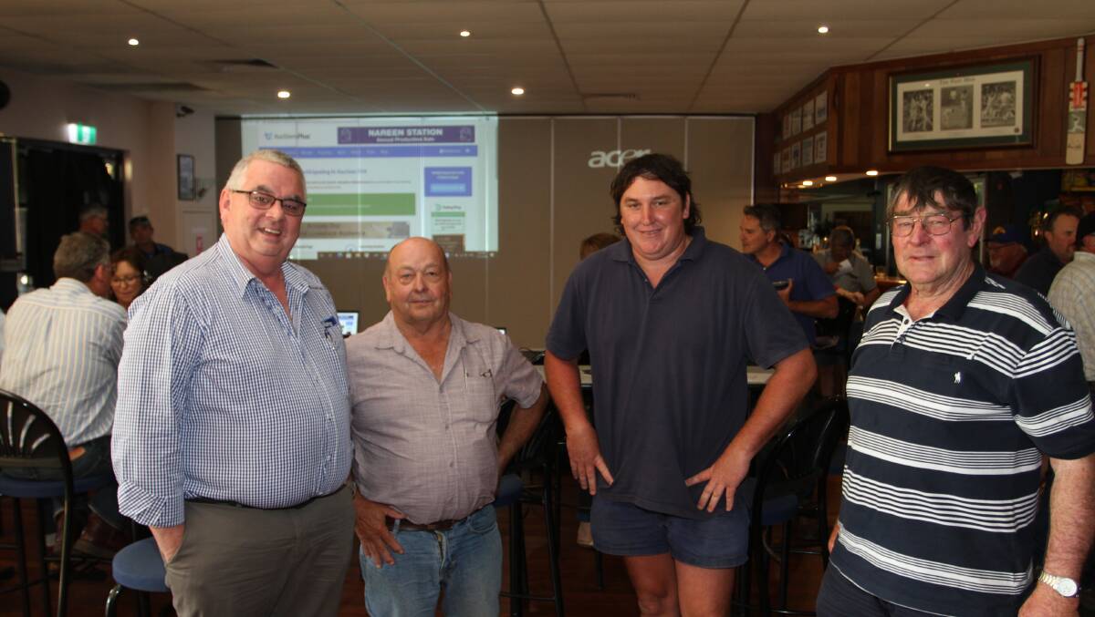 David Howey, (left), Elanco Animal Health Southern WA, with sale vendors Max Walker and Jamie Thomson, MR & EM Walker & Thomson & Tylor, Balingup and Dennis Barnsby, PW & SM Barnsby, Pemberton.