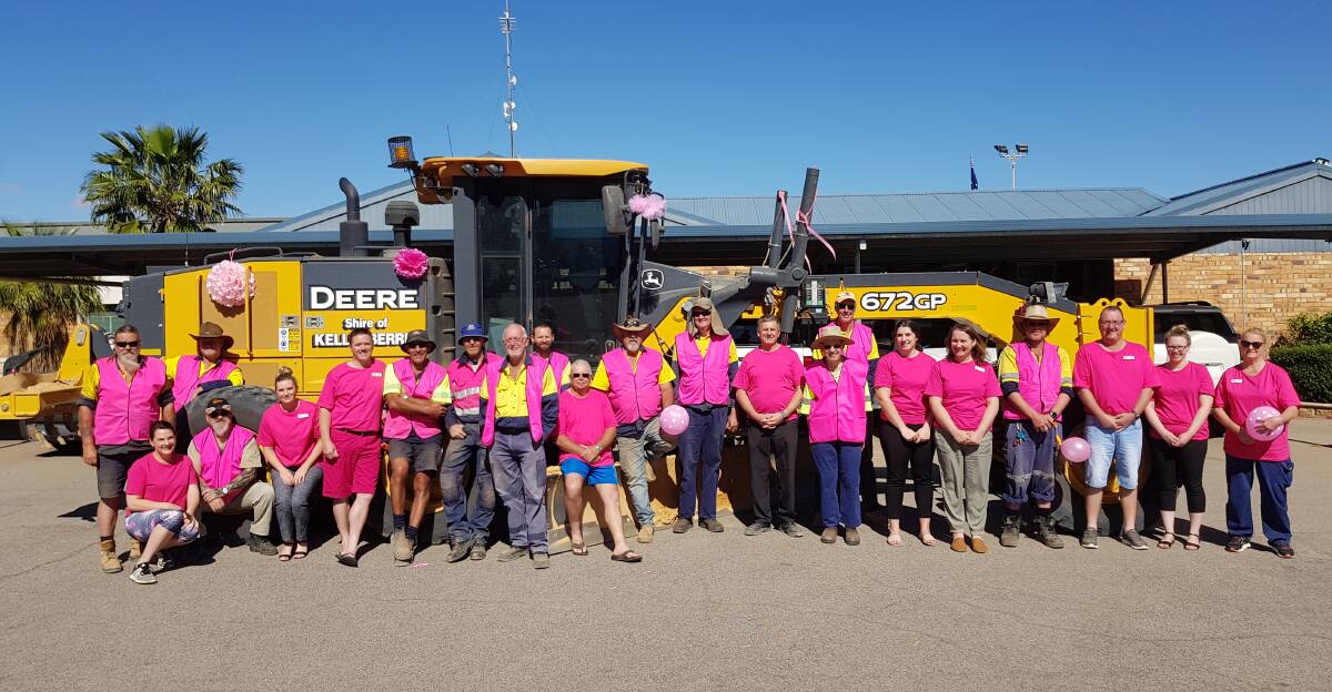  The Shire of Kellerberrin staff celebrating Pink Up Your Town recently.