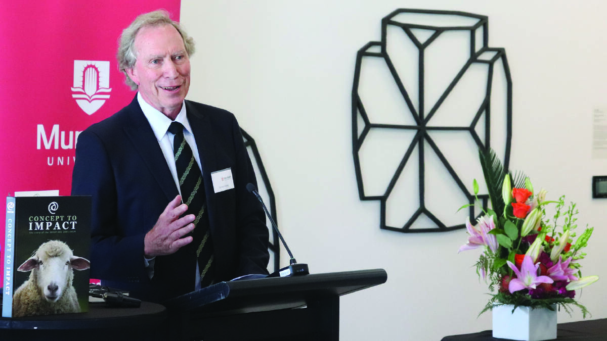 The Co-operative Research Centre for Sheep Industry Innovation (Sheep CRC) chief executive officer professor James Rowe speaking at the Concept to Impact book launch last week.