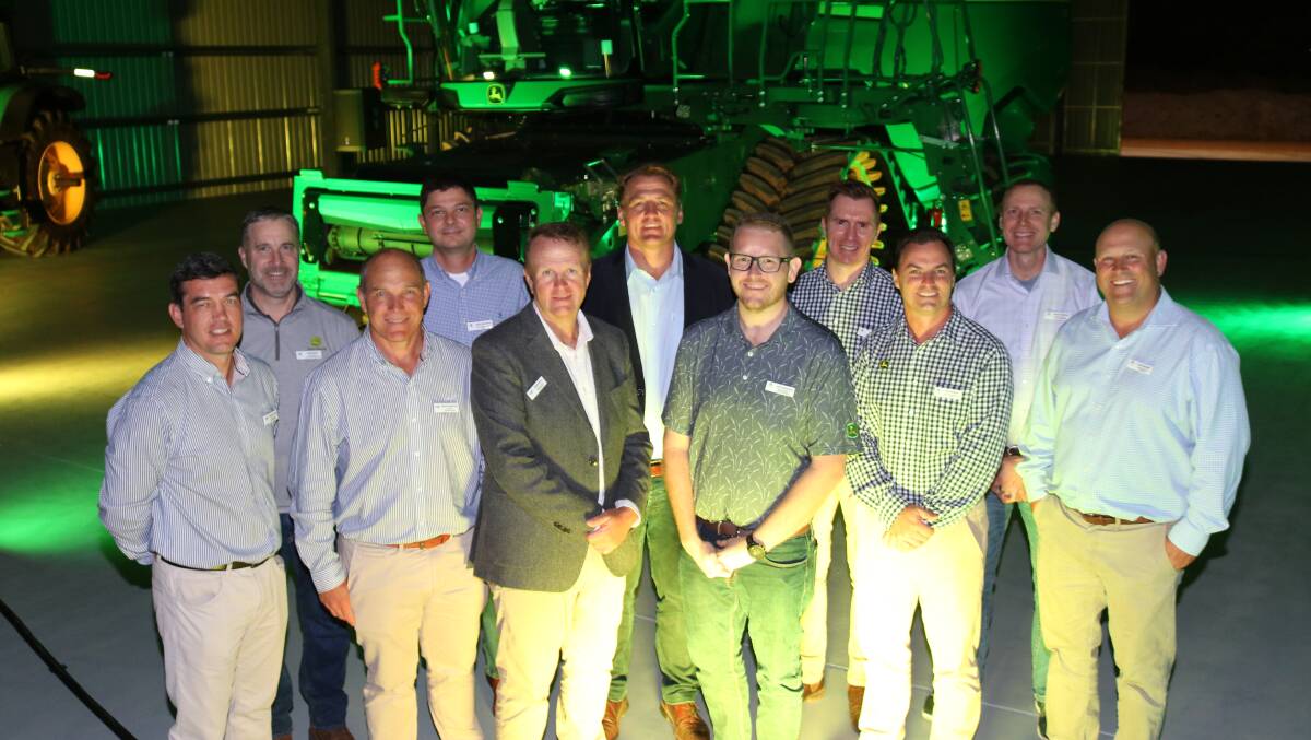 AFGRI general manager sales and marketing Jacques Coetzee (left), Perth, welcomed John Deere vice president of global crop care engineering Todd Signer, Moline, Illinois, United States, AFGRI Equipment Australia CEO Wessels Oosthuizen, Perth, John Deere product management lead - sprayers, Mario Neutzling, Moline, AFGRI Equipment managing director Patrick Roux and AFGRI Group CEO Norman Celliers, both Centurion, South Africa, John Deere small grain production systems manager US, Canada, Australia and New Zealand Josh Oehlerking, Moline, John Deere production systems manager Australia and New Zealand, Ben Kelly, Brisbane, Queensland, John Deere director marketing and sales Australia and New Zealand Steve Wright, Brisbane, John Deere senior vice president and chief technology officer Jahmy Hindman, Moline and John Deere Limited managing director Luke Chandler, Brisbane.