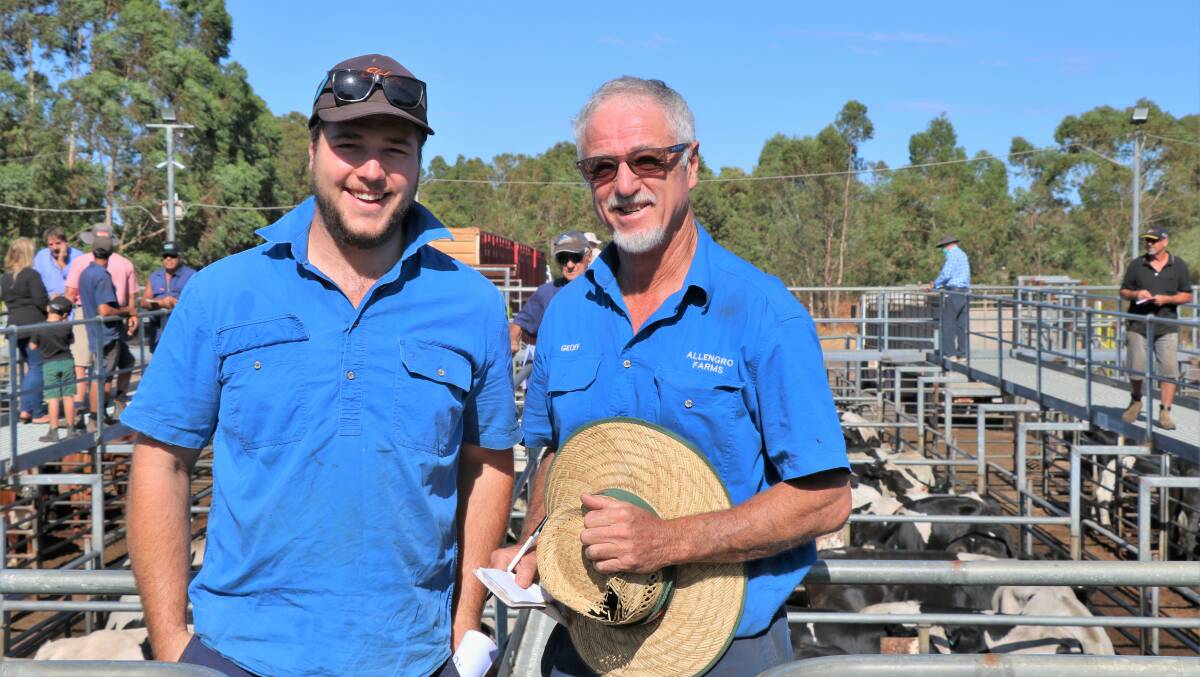 Brodie (left) and Geoff Allen, Boualia, sold Angus steers to a top of $1626.