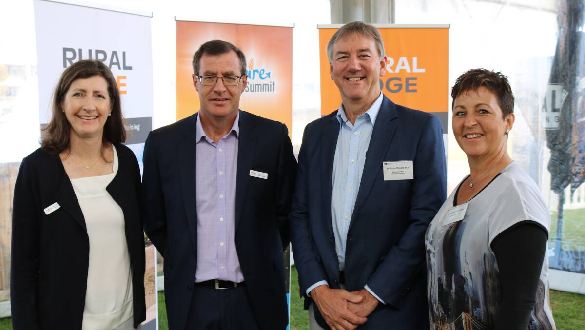 Rural Edge board members Helen Woodham (left), Kojonup and treasurer Brent Searle, Perth, chatted with The Nationals Roe MP Peter Rundle and Farming Champions secretary Leilani Leyland.