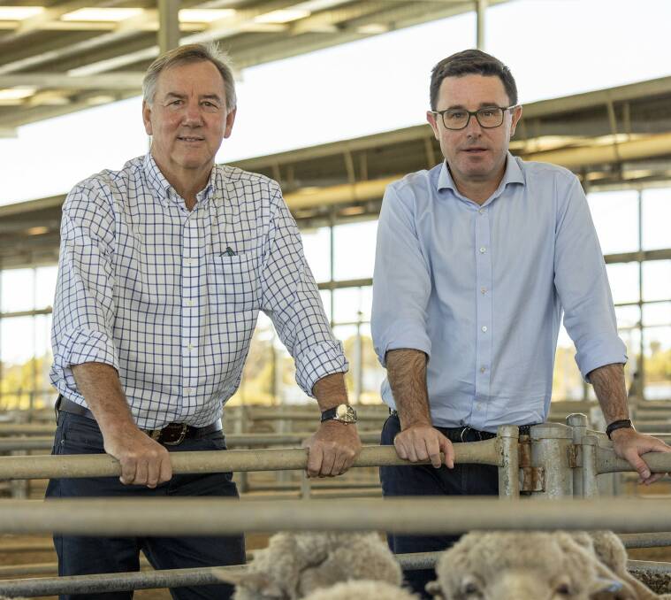 The Nationals WA MP for Roe Peter Rundle (left) and Federal National Party leader David Littleproud at the Katanning saleyards recently. They toured regional WA for a series of meetings to discuss the live sheep export industry. Mr Rundle said farmers are frustrated by the lack of support received from the WA Labor government.