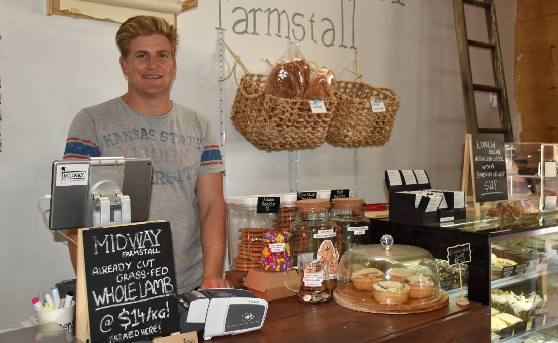 South African born James Maasdorp has set up Midway Farmstall on his property west of Pinjarra to value-add their grass-fed lamb and beef. Coffee, Pinjarra Bakery meat pies and local produce are also on sale.