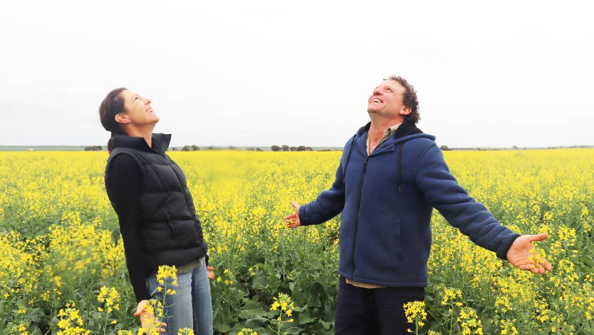 Nicole and Jason Batten were revelling in the rain at the end of July, with the showers saving their 2022 cropping season.