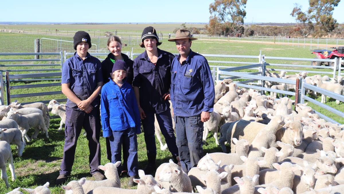 It's all hands on deck at marking time for the Savage family, Kulin. Zach (left), Carly, Seanna, Nic and Brendon Savage had a quick break from work when Farm Weekly dropped by to take a photo in mid-July.