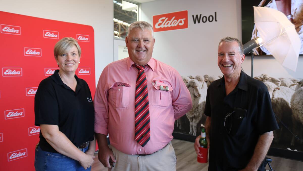 Australian Wool Innovation WA industry relation officer Jodie King, with Elders WA commercial sheep manager Wayne Peake and Quindanning wool producer Wayne Littleton.