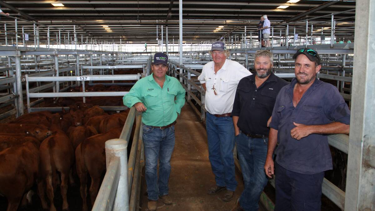 Nutrien Livestock, Mid West and pastoral agent Richard Keach (left), attended the sale with Grant Bain, Walkaway, Ryan Hetherington, Rabobank Geraldton and Nathan Forsyth, Dongara.