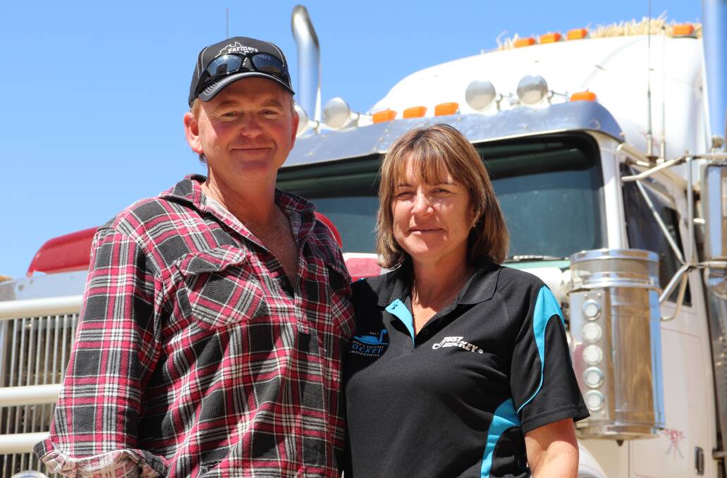 Coomalbidgup farmers Tim and Sonia Scott joined the hay run for the first time.