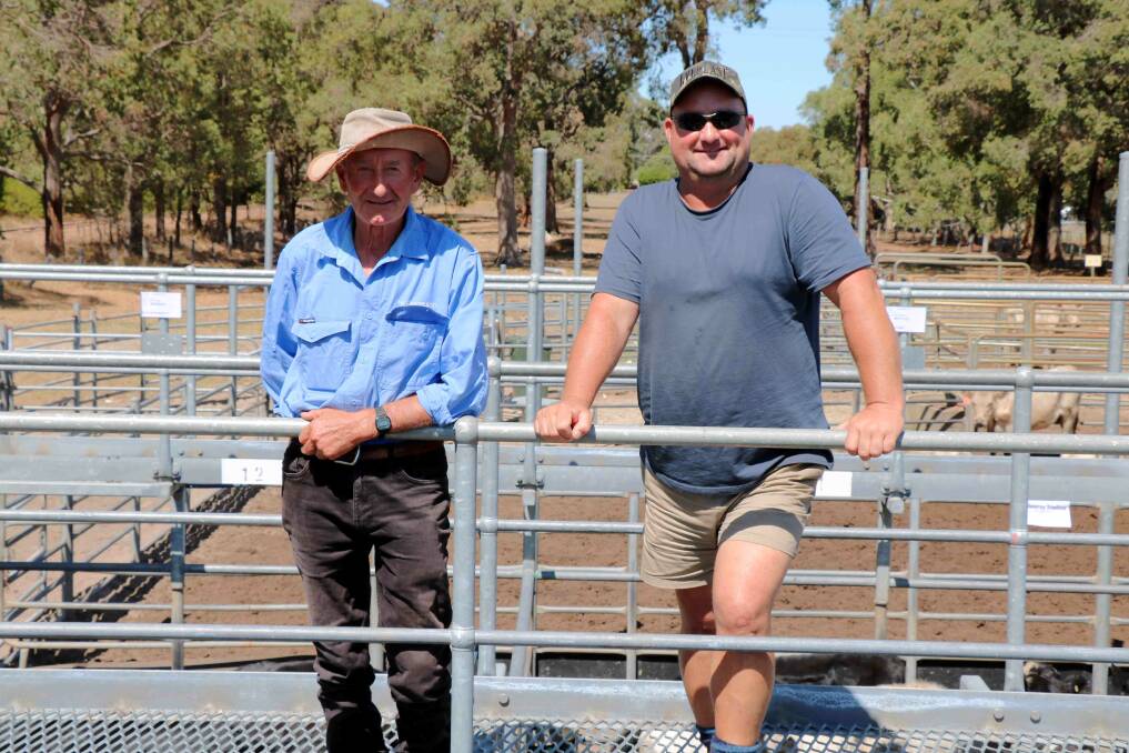 Graham (left) and Mathew Carter, Marybrook, were at the Elders Boyanup sale looking to buy young cattle.