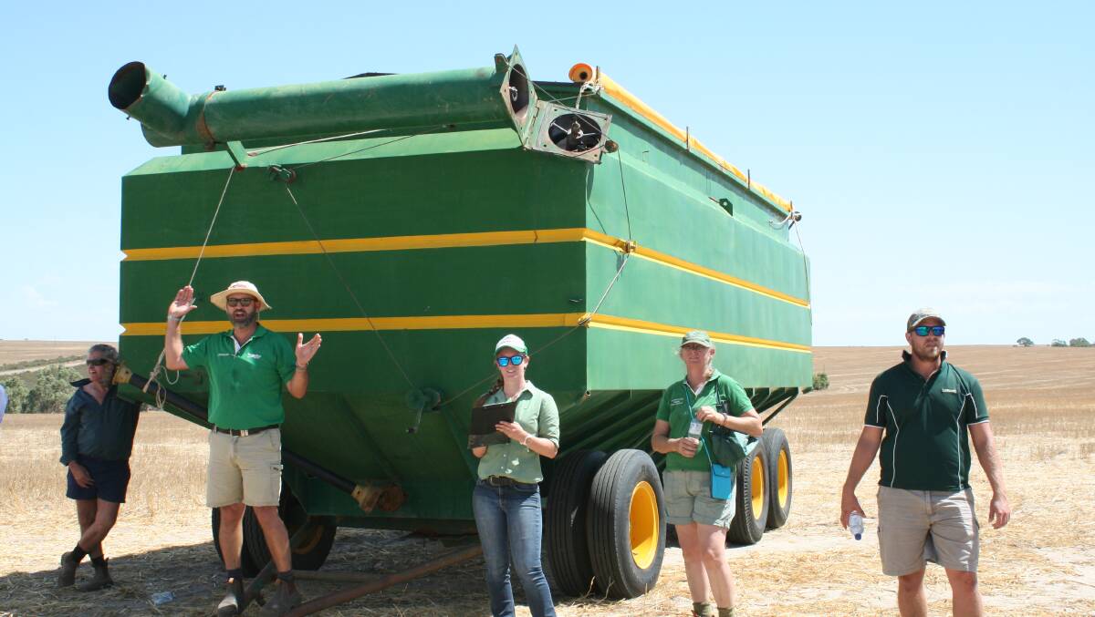 Auctioneer Andrew Viola knocked the hammer down on this Trufab 30 tonne mother bin for $3500.