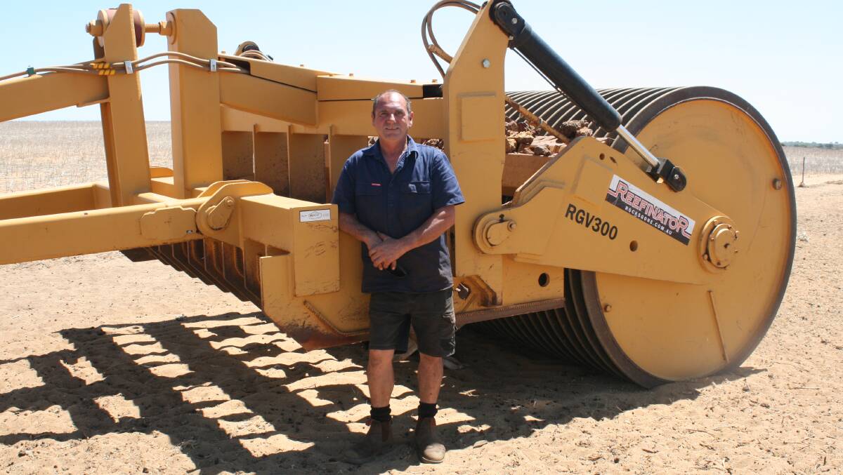Carl Moltoni has spent the past few weeks towing his Rocks Gone Reefinator across his Yathroo property.