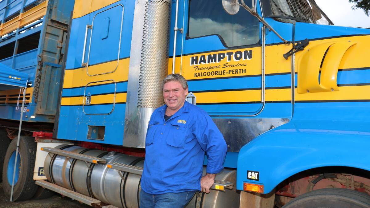  The Hampton Livestock Transport stand at the McIntosh & Son Mingenew Midwest Expo was a mobile one, manned by manager Paddy O'Brien, Geraldton.