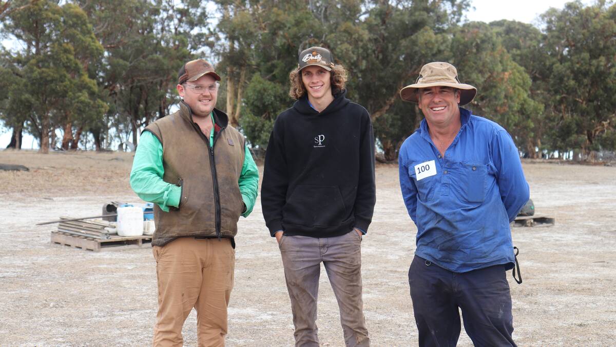 Wes Cant (left), Cowaramup, with Fred and Tim House, Kojonup.