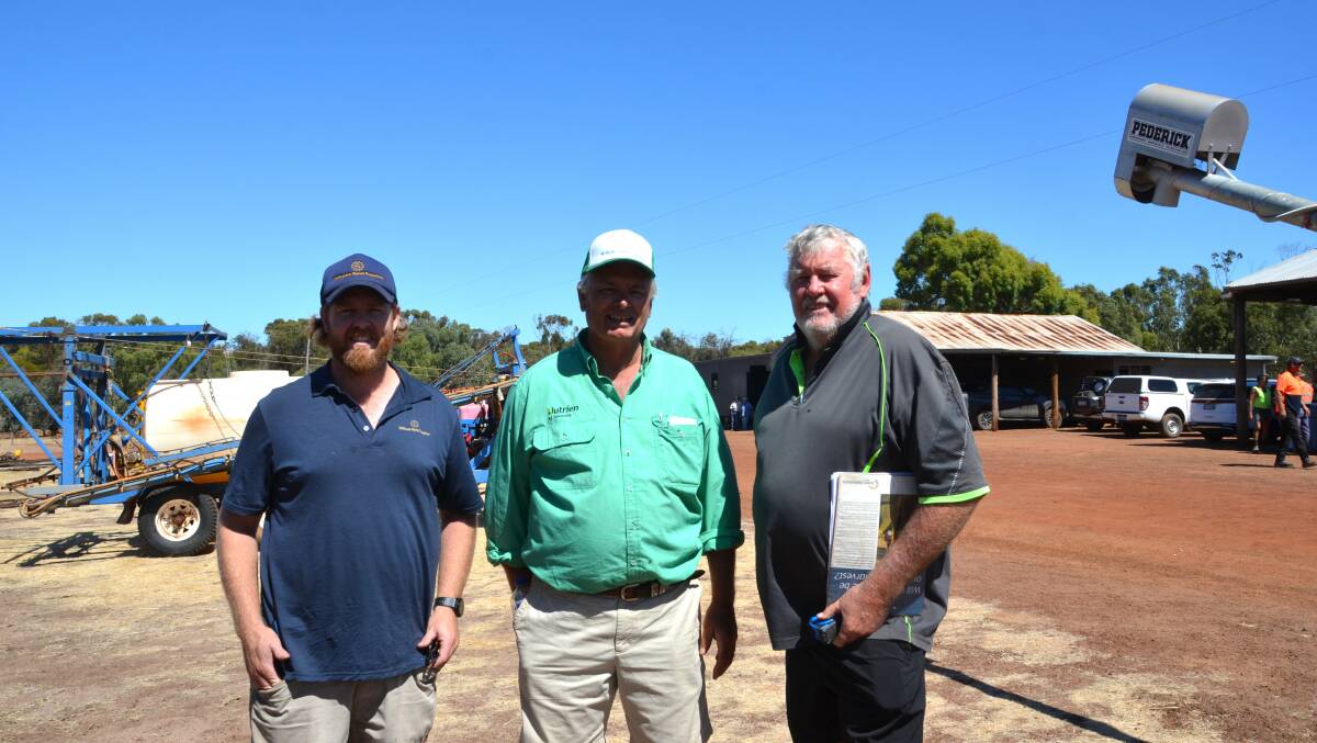 James Moore (left), Williams and his father, Nutrien Ag Solutions, Williams, agent Peter Moore, with vendor Peter Hogg.