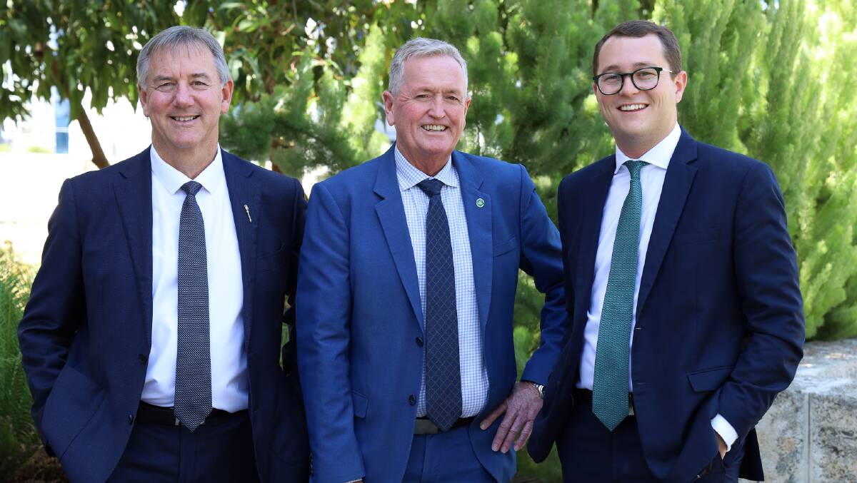 Roe MLA Peter Rundle (left), Moore MLA Shane Love and Lachlan Hunter were endorsed by The Nationals WA last weekend to represent the party in the 2025 State election.
