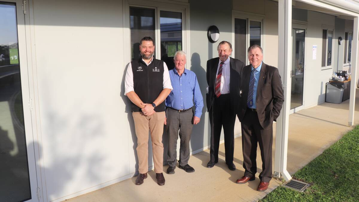 The Marshall Agriculture Centre at North Dandalup is open for scientific business with an agricultural focus. John Dawkins (left), Tillbrook Melaleuka Group, which will be first tenant at the centre, East Wickepin farmer Syd Martin who cut the ribbon to open the centre, professor Roger Dawkins who was the visionary behind the creation of the centre and professor Barry Marshall who the centre is named after.