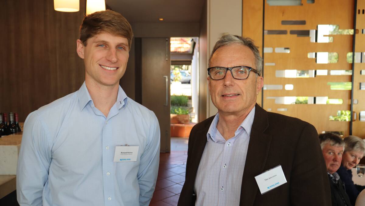 Richard Kohne (left), Sea Harvest and the Future Farmers Network, caught up with Australian Association of Agricultural Consultants WAs Tim Johnston at the Rural Bank risk function last week.