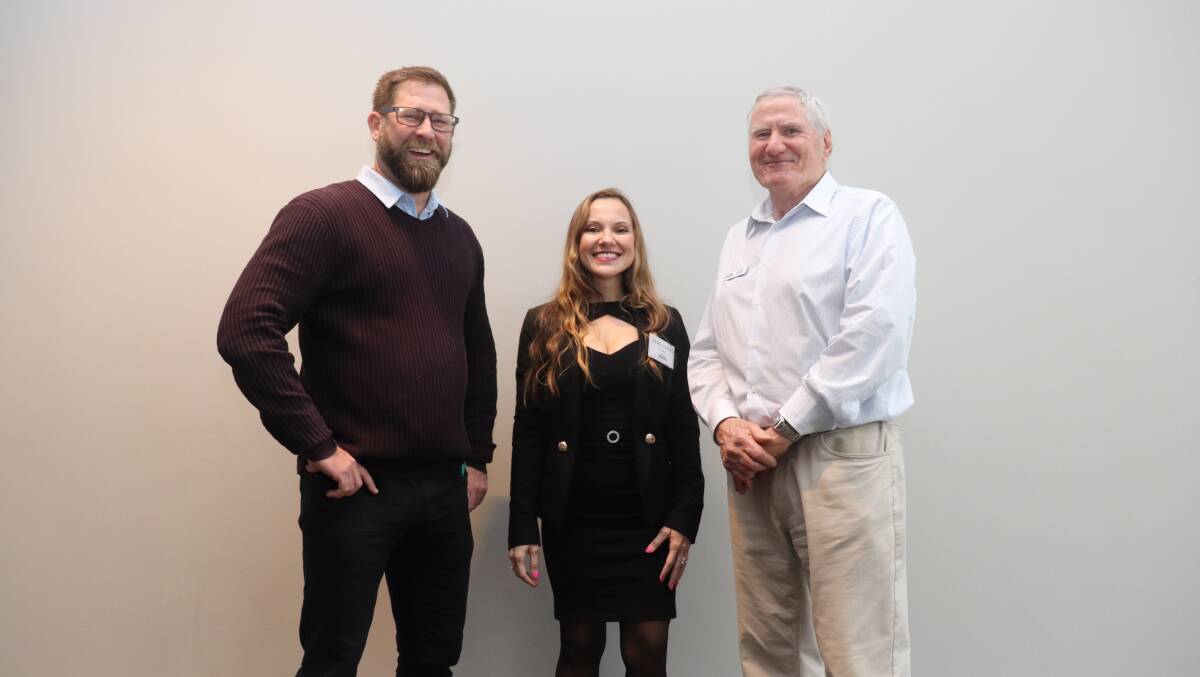 FM&IA chairman Brad Forrester (left), Wallenius Wilhelmsen WA accounts and sales manager and conference speaker Fernanda Vieira and FM&IA executive officer John Henchy.