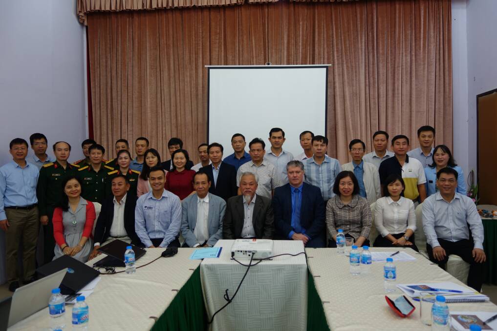 Participants in a recent workshop in Vietnam to discuss the development of local animal welfare laws included Australia's Agricultural Counsellor Tony Harman, Tien Nguyen from the Livestock Export Program, and members of Vietnam's Ministry of Public Security and Ministry of Agriculture and Rural Development.