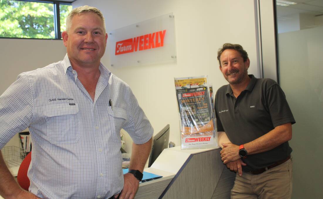 CLAAS Harvest Centre (CHC) tractor product manager Shane Barratt (left) and CHC Geraldton and Northam branch manager Mike Hutton, visited Farm Weekly for a chat. Shane is in WA to give the CHC team a heads-up on the latest happenings on the tractor front. He also provided Torque with some news. See lead story.