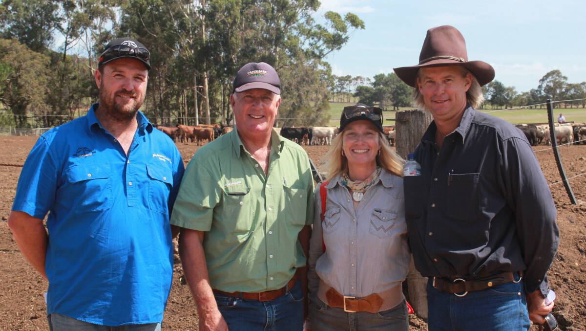  Sandy Lyon (left), Willyung Farms, Willyung, hosted last week's Harvey Beef Gate 2 Plate Challenge field day and caught up with Landmark southern livestock manager Bob Pumphrey and Tanya and Peter Buckenara, Bremer Bay. Peter addressed the field day as part of a discussion panel on maximising profit in the beef supply chain.