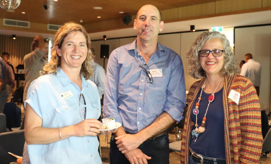 Bree Brown (left), from GeoCatch, the Geographe Bay catchment management group, farm management and agronomy adviser Graham Mussell, Graham Mussell Consulting and Jeisane Accioly, Accioly Livestock Industry Services.