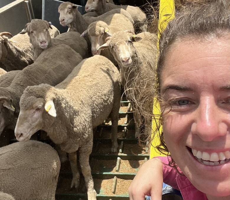 Ms Matthews posted this photo on a recent voyage to the Middle East, where she was gaining accreditation as an onboard stockwoman. She had spotted a familiar ear tag in one of the sheep she was offloading, which came from a WA property she had worked on.