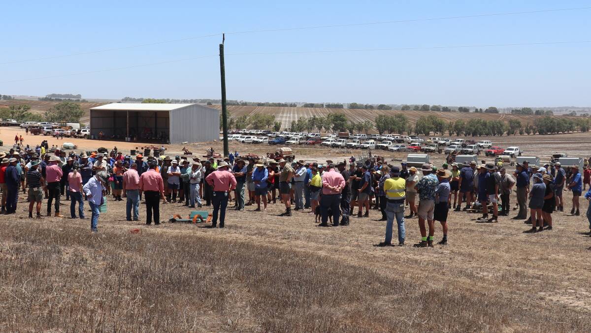 The crowd at the Elders clearing sale last week for CT & JV Foster, Mt Horner, attracted more than 300 with people coming from all over the region, including some families and school-aged children still on holidays.