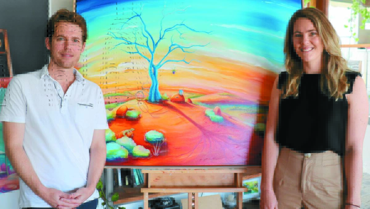 Peter Ryan and Kendall Whyte with the Blue Tree Project exhibition's 'hero piece'.