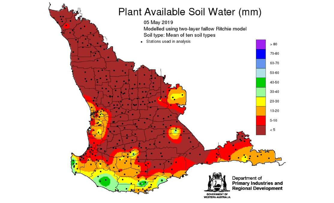 With low stored soil water levels and below average rainfall forecast for much of the grainbelt, DPIRD has warned growers to reassess their cropping programs and feed budgets.