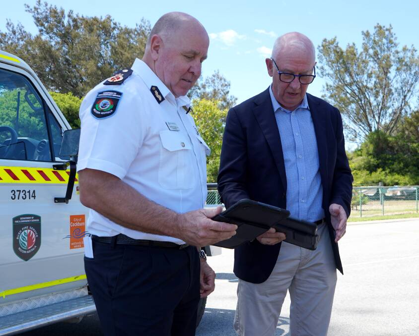 Department of Fire and Emergency Services commissioner Darren Klemm (left) with Emergency Services Minister Fran Logan at the launch of the 'My Bushfire Plan' website and app last weekend.