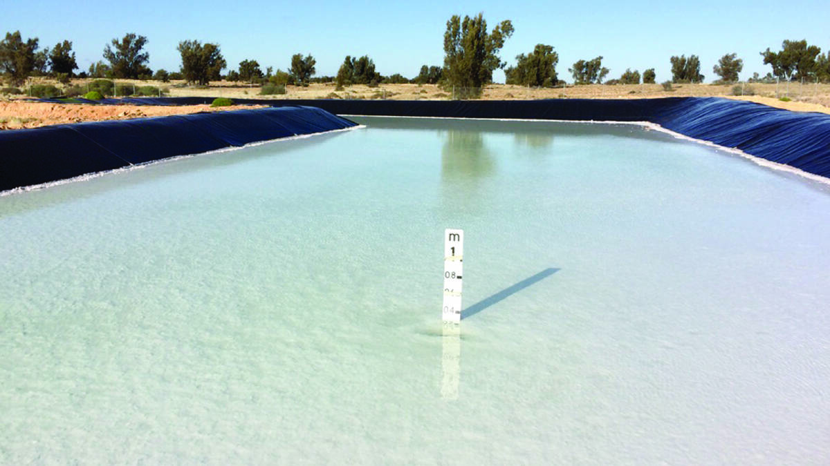  Potassium-rich brine in a pre-concentrator pond at Australian Potash's $86.4 million Sulphate of Potash fertiliser project at Lake Wells north-east of Laverton.