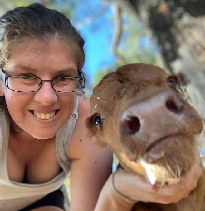 Poddy the calf loves a selfie, according to Courtney Kett, Williams.
